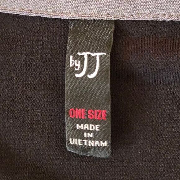 By JJ Womens Quarter Zip Mock Neck Poncho Pullover Top Black Gray Trim One Size - Picture 2 of 9